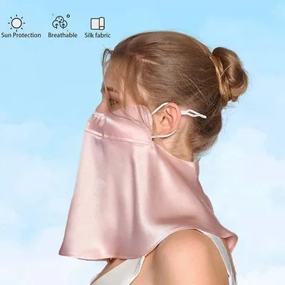 Productafbeelding van Satijnmasker, UV-bescherming, zonnebescherming, herbruikbare sportmaskers, damesmaskers (wit)
