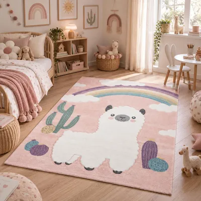 Produktbild von Kinder Teppich Maui Kids Alpaka Wüstenlandschaft Bunt, Größe:200x290 cm, KI-generiertes Bild