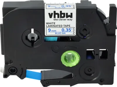 Produktbild von vhbw Schriftband-Kassette kompatibel mit Brother PT 1000, 1230PC, 1200P, 1200, 1090, 1080, 1010, 1000-Serie Etiketten-Drucker 8m x 9mm Blau auf Weiß