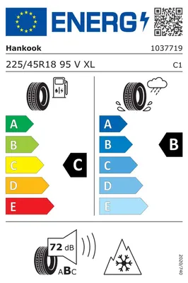 Obrázok produktu pre 4 zimné pneumatiky, kompletná sada zimných kolies pre vozidlá VW Golf VIII, Arteon, Beetle, Caddy, Golf VII, Passat, Sharan, rozmer 8x18, značka Skara SWP, pneumatiky 225/45 R18, index nosnosti 95V, výrobca Hankook