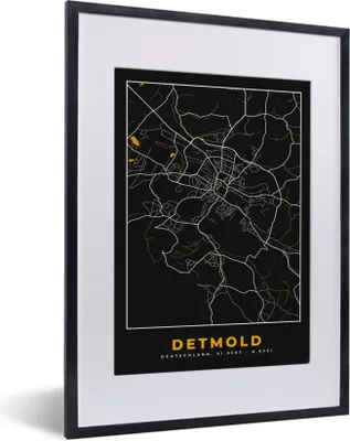 Produktbild von MuchoWow® Gerahmtes Poster Gold - Deutschland - Karte - Detmold 30x40 cm - Poster mit Schwarzem Bilderrahmen Wandposter Rahmen Foto Bilder - Wandposter Schlafzimmer