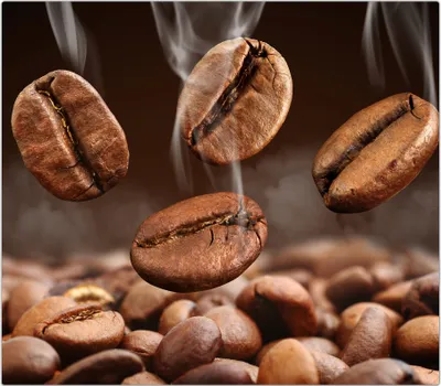 Produktbild von Spritzschutz Herdabdeckplatte Schneidebrett aus Glas Kaffeebohnen mit Dampf 1-Teilig (60x52cm)