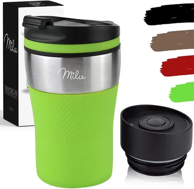 Obrázek produktu pro Milu Thermo Mug Insulated Mug Coffee Mug to go - 210ml 100% nepropustný - hrnek na pití z nerezové oceli - hrnek do auta s dvojitou izolací stěn - termo hrnek - cestovní hrnek (zelený)
