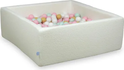 Produktbild von Dry Pool 110x110x40 Boucle White 600 Bälle: weiß, hellmint, hellrosa, beige