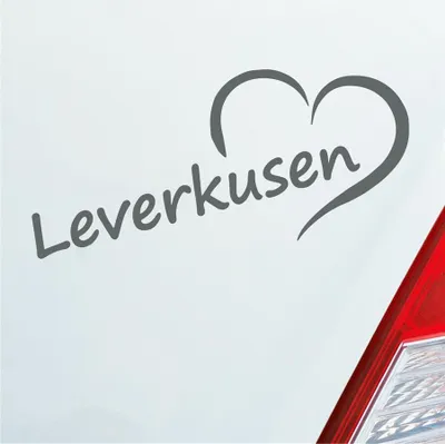 Produktbild von Auto Aufkleber Leverkusen Herz Heart Stadt City Liebe Love 18x8 cm Grau Sticker Heckscheibenaufkleber