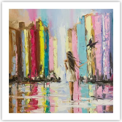 Produktbild von Poster - Poster ohne Rahmen - Mädchen Vogel - 60x60 cm - Wand Bild - Wanddeko - Wandbilder - Kunstposter - Wandposter - Bilder - Kunstdruck - Wanddekoration - Wandbild - P2XAC60x60-3441