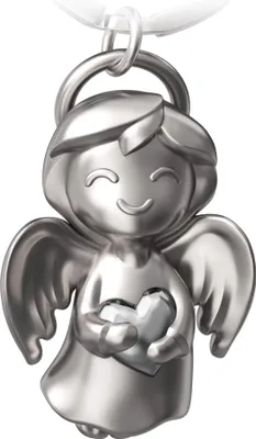 Produktbild von "Shiny" Schutzengel Schlüsselanhänger - Engel Glücksbringer - Glücksengel mit Herz in Silber