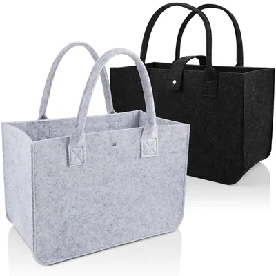 Productafbeelding van Boodschappentas van vilt, opvouwbaar, grote tas met handvat, 39 x 26 x 20 cm
