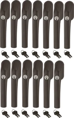 Produktbild von Abus FG300 abschließbarer Fenstergriff braun, im Set 13 Stück gleichschließend, Schließung AL0089 mit insgesamt 26 Schlüssel