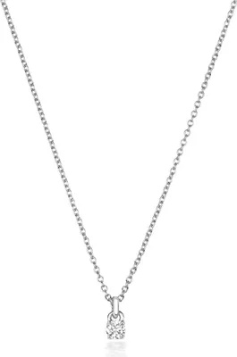 Produktbild von Funkelndes Feuer 18 Karat (750) Weißgold Damen - Diamant Anhänger mit Kette Brillant-Schliff 0.05 Karat H - SI2 - 46cm; TRS3473918KW
