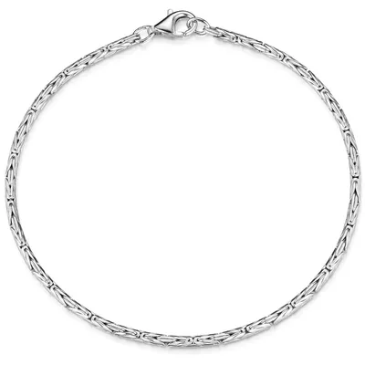 Zdjęcie produktu dla MATERIA, bransoletka damska, srebro 925, łańcuszek typu "królewski", szerokość 2,5 mm, waga 6,8 g, pokryta rodem, długość 17-23 cm, w pudełku. #SA-31