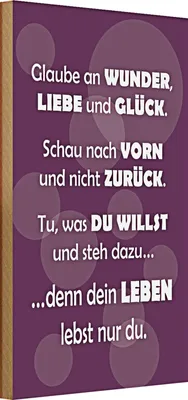 Produktbild von Holzschild Spruch 20x30cm Dein Leben lebst nur Du