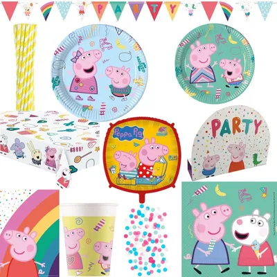 Produktbild von Partyset Peppa Wutz Geburtstag Deko Kindergeburtstag Party Set