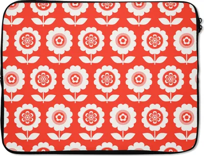Produktbild von MuchoWow® Laptop Hülle 17 Zoll Laptoptasche Blumen - Muster - Rot - Zipper - Schutzabdeckung
