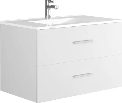 Produktbild von Waschbeckenunterschrank hängend mit Einzelwaschbecken - 80 cm - Weiß - KAYLA