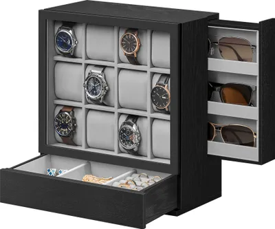 Produktbild von SONGMICS Uhrenbox Uhrenbox 12 Fächer, Uhrenkasten, vertikale Aufbewahrung,Geschenkidee