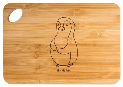 Produktbild von Mr. & Mrs. Panda Holzbrett Pinguin Diät - Transparent - Geschenk, Abnehmen, Schneidebrett, Hackbrett, glücklich, Brett, Foodbaby, Frühstücksbrett, Frühstücksbrettchen