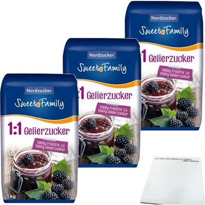 Produktbild von Sweet Family Gelierzucker 1:1 3er Pack (3x1kg Packung) + usy Block