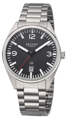 Regent F-1604 Herren-Armbanduhr Titan 10 Bar Schwarz 1
