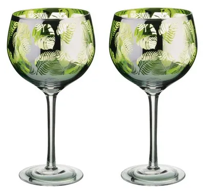 Image de Verres à gin Artland ornés de motifs de feuilles tropicales – Lot de 2