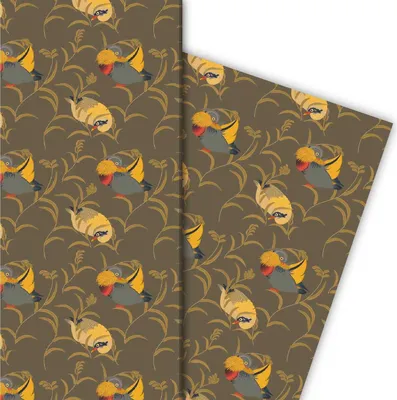 Produktbild von Klassisches Geschenkpapier mit Enten im Schilf, grau - G4817, 32 x 48cm