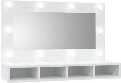 Produktbild von vidaXL Spiegelschrank mit LED Weiß 90x31,5x62 cm