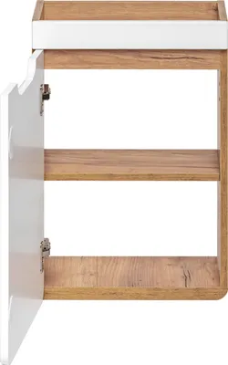 Image de Meuble Sous Lavabo 40 Cm Chêne Craft Blanc Brillant 1 Porte
