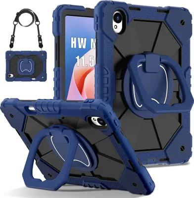 Produktbild von Hülle für Huawei MatePad 11.5 S 2024 Robuste Tragbare Schutzhülle mit Ständer, Handgurt und Schultergurt Navy Schwarz