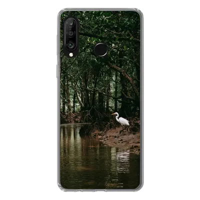 Produktbild von MuchoWow® Handyhülle Schutzhülle Hülle für Huawei P30 Lite Reiher - Wald - See Silikon Softcase Handy Hülle - Handyhülle