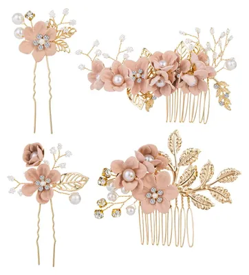 Produktbild von Set mit 4 blumenförmigen Haarkämmen für Brautaccessoires