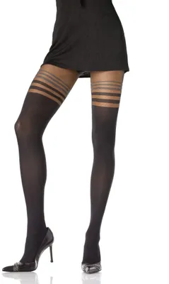 Produktbild von Schwarze Strumpfhose mit Streifen-Muster