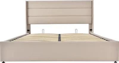 Immagine prodotto di Letto a molle Sweiko Letto matrimoniale Letto imbottito 140x200cm con rete a doghe in legno Letto contenitore Lino Beige (senza materasso)