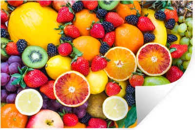 Produktbild von MuchoWow® Wandtattoo Wandsticker Wandaufkleber Apfel - Weintrauben - Obst 60x40 cm Selbstklebend und Repositionierbar - Wierderverwendbar - Selbstklebend