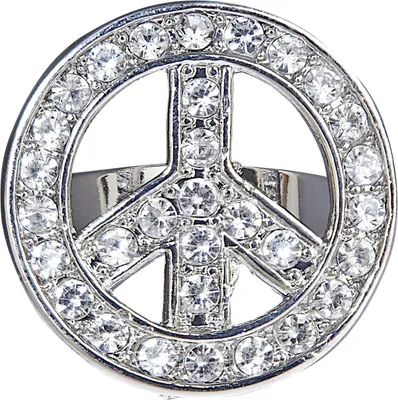 Produktbild von Strass Ring mit Peace Zeichen - Silber