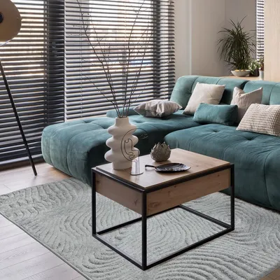 Produktbild von Teppich Wohnzimmer - 80x150 cm - Grau - Geometrisches Muster - Allergikerfreundlich - Leicht zu Reinigen - Waschbar - Weicher Teppich