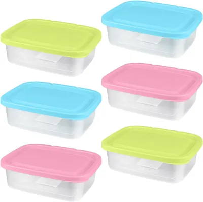 Zdjęcie produktu dla Zestaw pojemników do przechowywania żywności - pojemniki do przygotowywania posiłków - szczelne pojemniki - 6 sztuk, pojemność 600 ml - różne kolory