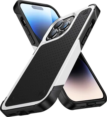 Produktbild von Für iPhone 14 Pro Max Hülle Militärqualität Stoßfest Hybrid 2 in 1 Hart PC Weich TPU Handyhülle Weiß Schwarz