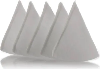 A row of five white triangular filters arranged in a staggered formation.