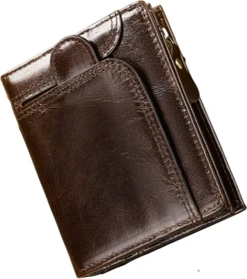 Produktbild von INF RFID-blockierende Lederbrieftasche für Herren, schlanke Brieftasche mit Münzfach Kaffee
