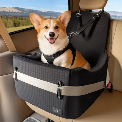 Hundeautositz bis 15 kg, 13 cm Schaum-Booster, schwarz