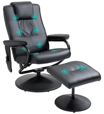 Obrázok produktu pre Relaxačné kreslo s podnožkou, otočné kreslo na sledovanie televízie o 360° s masážnou funkciou a funkciou sklopenia, masážne kreslo s bočnou vreckou, televízne kreslo z umelej kože