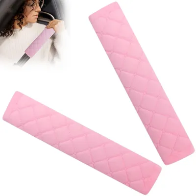 Produktbild von Sicherheitsgurtpolster Gurtpolster Gurtschoner - Samtweich - Rosa - 27 cm - 2 Stück