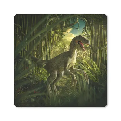 Produktbild von MuchoWow® Mauspad Mousepad Dinosaurier - Pflanzen - Grün - Illustration - Kinder - Jungen 20x20 cm - Mousepads - Maus Mat - Pad - Mausunterlage - Desk Mat - Bureauartikeln