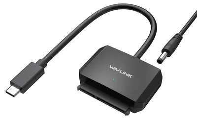 Produktbild von WAVLINK USB-C-auf-SATA III Adapterkabel | 5 Gbit/s Adapter für 2,5″/3,5″ HDD/SSD | Inklusive Netzteil | Externe Festplattenadapter