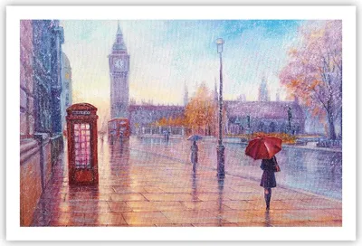 Produktbild von Poster - Poster ohne Rahmen - Groß Ben Regenschirm - 91,5x61 cm - Wand Bild - Wanddeko - Wandbilder - Kunstposter - Wandposter - Bilder - Kunstdruck - Wanddekoration - Wandbild - P2XAA91x61-4394