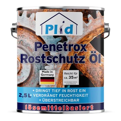 Produktbild von PLID® Rostschutz Öl Penetrox [2,5L] Rostversiegelung Auto Motorrad Oldtimer Traktoren, Schützt Metall vor Korrosion & Stoppt Rost, Lösemittelbasiert