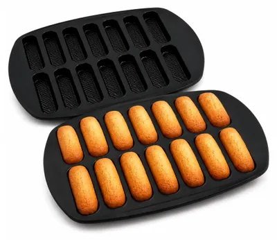 Silikon-Madeleineform, 16 Mulden, antihaftbeschichtet, schwarz