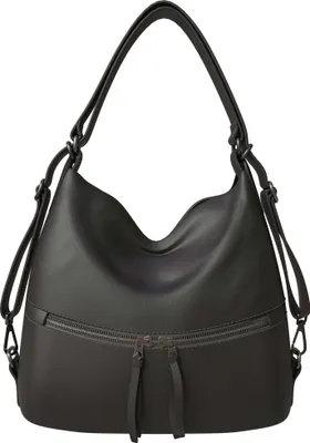 Produktbild von Damen Shopper Tasche groß Hobo Bag – vegane Leder Schultertasche mit Rucksackfunktion, 34x36x12 cm, geräumige Umhängetasche für Alltag & Büro Black