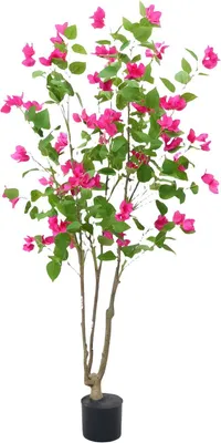 Produktbild von Künstlicher Bougainvillea Baum 150 cm - Blühender Kunstbaum mit Blüten und Blättern im Topf für Innen & Außen