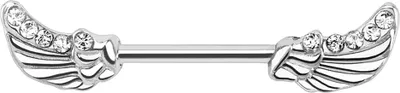 Produktbild von Brustwarzen Piercing Nippelpiercing Brustpiercing Flügel Wings Angel Straight Barbell klar